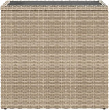 Garden Side Table Beige Black, Rectangular Tempered Glass Top Outdoor Table for Patio Balcony - Photo 5
