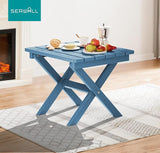 SERWALL Folding Outdoor Side Table Set of 2, Portable Adirondack Side Table, Navy - Photo 8