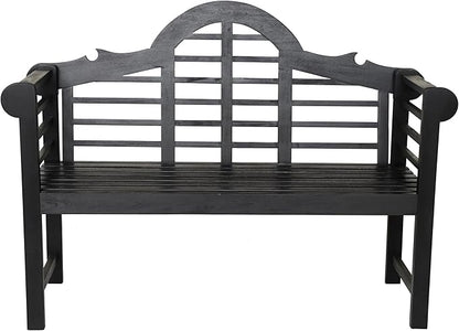 JONATHAN Y BNH103C Lutyens 51.2" 3-Seat Arched 600-Lbs Support Acacia Wood Outdoor Garden Patio Bench for Garden, Lawn, Backyard, Pool, Deck, Beach, Firepit, Black