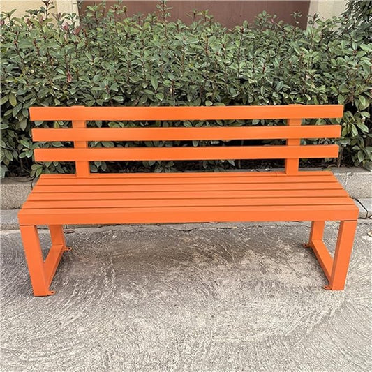 Outdoor Patio Benches, Garden Metal Bench with Backrest, Weatherproof Metal Garden Patio Bench, Bench Yard, Stadium, Scenic Area or Open-Air Seating(Orange,100cm/39.4in)