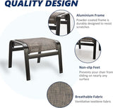 Outdoor Patio Foot Rest Ottoman Seat Textilene Portable Metal Footstool Portable Patio Chairs 2 Set Brown - Photo 4