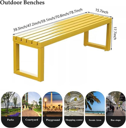 Outdoor Metal Backless Bench,Colorful Garden Bench Slatted Seat,All-Weather Outdoor Park Benches for Backyard, Porch, Or Lawn(200cm/78.7inch, Pink)