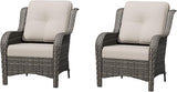 Patio Chairs Set of 2, Outdoor Wicker Patio Furniture Set with Thickened Olefin Cushions, High Back and Deep Seating - Photo 8