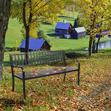 VINGLI 59" Outdoor Metal Bench Patio Bench with Built in Table Park Bench Garden Bench - Photo 8