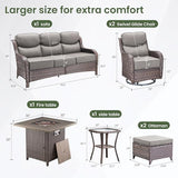 Luxury Patio Furniture Set with 6-inch Thick Cushion, Outdoor Furniture with Fire Pit Table, Swivel Chairs, Sofa - Photo 4