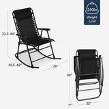 Best Choice Products Outdoor Folding Rocking Chair, Zero Gravity Lounge Chair, Patio Rocker w/Headrest Pillow - Black - Photo 3
