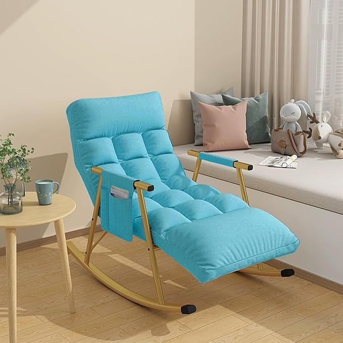 Bedroom rocking chair with cushion, Modern Comfortable Sofa Lounger, outdoor garden lounge chair with armrests - Photo 1