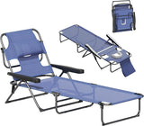 Outsunny Tanning Chaise Lounge Chair, 4-Position Beach Chair with Face & Arm Holes, Pillow headrest - Photo 1