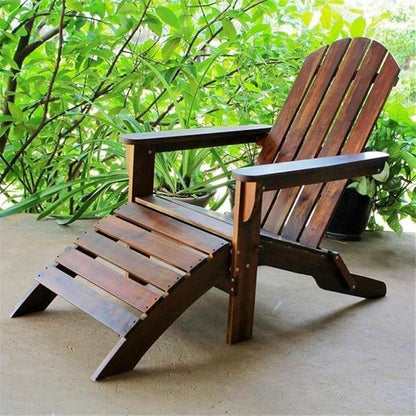 Pemberly Row Outdoor Adirondack Chair, 38" H x 27.5" W x 51" D, Premium Acacia Hardwood, Natural Stain Finish, UV and Water Resistant, Attached Footrest, Deep Seat and High Back, Patio or Garden Use