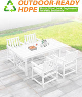HDPE Patio Dining Set, 5-Piece Outdoor Table and Chairs with Umbrella Hole, Modern Outdoor Dining Set for 4 - Photo 5