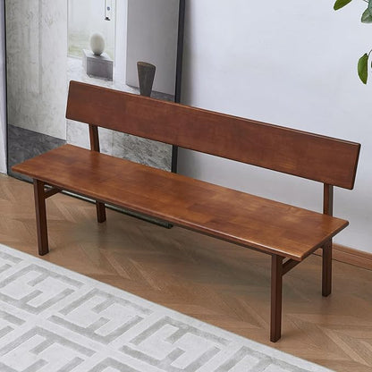 Outdoor indoor Bench, 47.2 Patio Garden and balcony Wooden Bench, Weatherproof Sturdy Wood Garden Bench with Seat for Porch, Park, Backyard, 600 Lbs Max Load, 2-Person Walnut Loveseat with Backrest