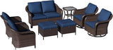 8 Piece Patio Wicker Conversation Set, All-Weather Use Outdoor Wicker Loveseat with 2 PE Rattan Ottomans, 2 Chair - Photo 8