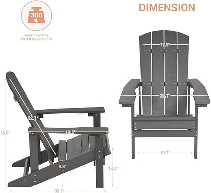 Adirondack Chairs, Plastic Adirondack Chairs Set of 2, All-Weather Resistant, Widely Used in Outdoor, Fire Pit, Deck, Outside, Garden