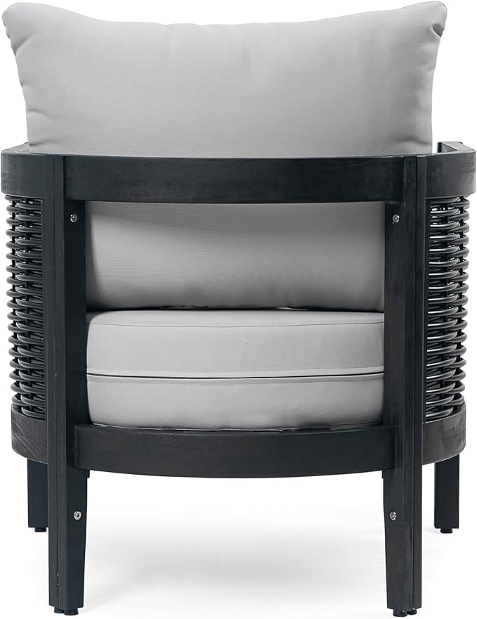 Merax Single Outdoor Acacia Wood Wicker Club Chair with Cushion,Patio Furniture Conversation Seat for Garden - Photo 6