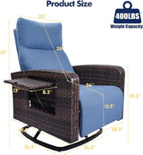 Outdoor Recliner Chair Set of 2, Wicker Patio Recliners with Adjustable Backrest and Extended Foot Rest - Photo 2