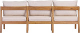 Merax 76.38" Acacia Solid Wood 3-Seater Outdoor Patio Sofa, Teak Finish with Beige Cushions - Photo 5