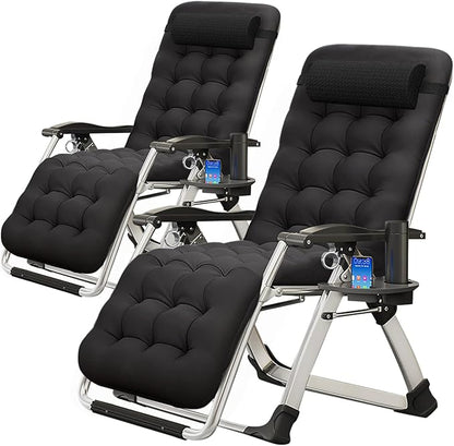 MOPHOTO Zero Gravity Chair, Outdoor Padded Lounge Chair with Side Table, Zero Gravity Recliner Chair, Outdoor Reclining Chair, Sturdy & Comfortable, Supports up to 440lbs