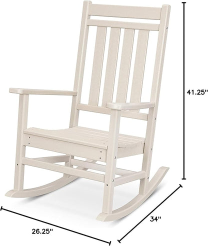 POLYWOOD Estate Rocking Chair Sand - Heavy Duty HDPE Outdoor Rocking Chair - All-Weather Patio Furniture - Classic Porch Rocker for Deck, Garden & Backyard