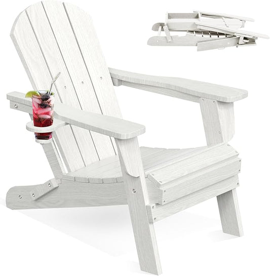 LOUNZY Folding Adirondack Chair, White