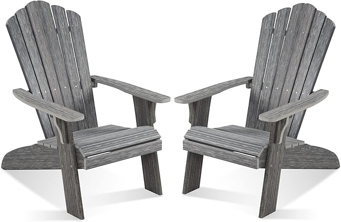 Adirondack Chair Set of 2, Outdoor Oversized Patio Chair Poly Lumber Weather Resistant & Durable Fire Pits Chair for Poolside,Lawn and Garden,350lbs Weight Capacity