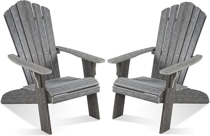 Adirondack Chair Set of 2, Outdoor Oversized Patio Chair Poly Lumber Weather Resistant & Durable Fire Pits Chair for Poolside,Lawn and Garden,350lbs Weight Capacity