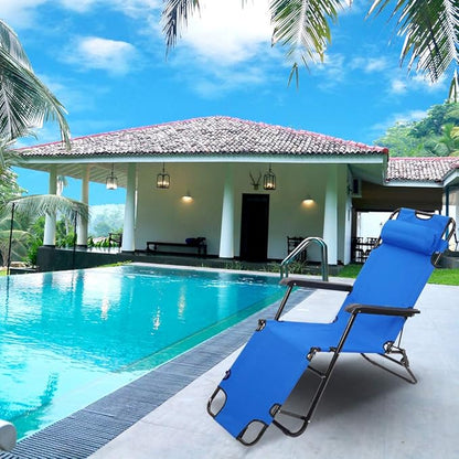 Outdoor Folding Chaise Lounge Chair, Patio Sun Lounger Reclining Beach Chair Sun Patio Pool Lawn Recliner Chair (Blue)