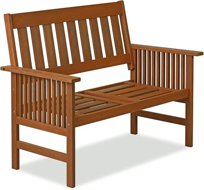 Furinno FG17319 Tioman Outdoor Hardwood Patio Furniture Mediterranean Bench with Cushion, 1, Natural