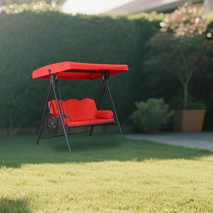 3 Seat Patio Swing Canopy Replacement 75" x 47", Heavy Duty Waterproof Outdoor Swing Cover with UV Protection for Porch Garden Backyard Bench Swing (Red)