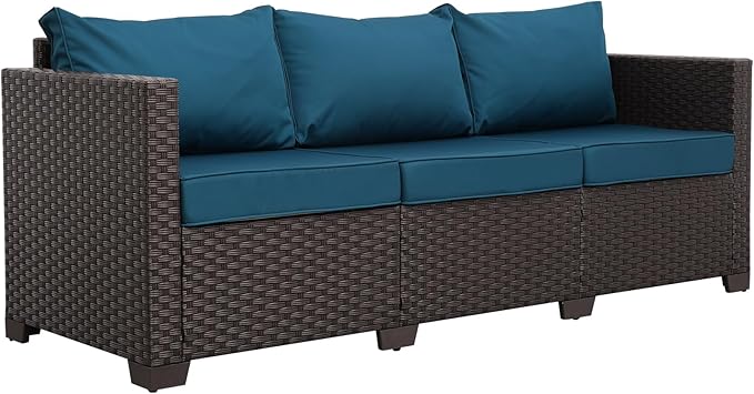 Outdoor Furniture Wicker Outdoor Couch Patio Furniture 3-seat Sofa Deep Seat Hight Backrest Non-Slip Cushions - Photo 8