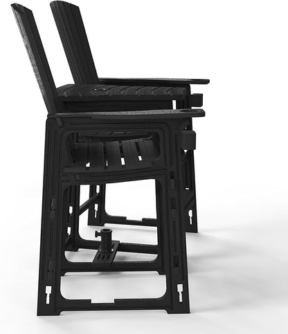 WestinTrends Azura Outdoor Tall Adirondack Chairs with Connecting Table Tray (Set of 2), Black