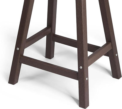 WestinTrends Malibu 24 Inch Outdoor Bar Stools, All Weather Resistant Poly Lumber Adirondack Counter Height Stools, Dark Brown