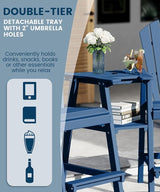 FOOWIN Tall Adirondack Chair Set of 8, All Weather HDPE Bar Height Adirondack Chair with Double Connecting Trays - Photo 5