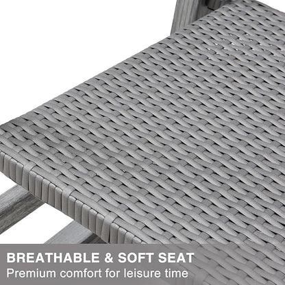 HDPE Rocking Chair Outdoor, Wicker Rocking Chair for Outside, Woven Seat & Back, All Weather Ratten Outdoor for Porch, Garden, Lawn, Balcony (Grey)