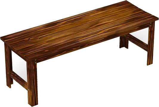 Outsunny 2-Seat Wood Garden Bench, Outdoor Patio Bench with Slatted Seat, Backless Front Porch Bench for Deck, Park, Poolside, Garden, Carbonized