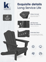 KINGYES Folding Adirondack Chair Set of 8, HDPE All-Weather Folding Adirondack Chair, Grey - Photo 5