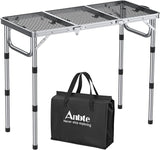 Anbte 3ft Folding Grill Table with Storage Bag, 3 Adjustable Height 27.5" Aluminum Portable Grill Table, Heat Resistant - Photo 1