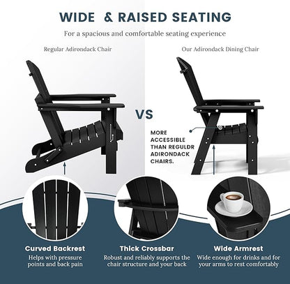 WO WESTIN OUTDOOR HDPE Laguna Adirondack Casual Patio Dining Chair,Black
