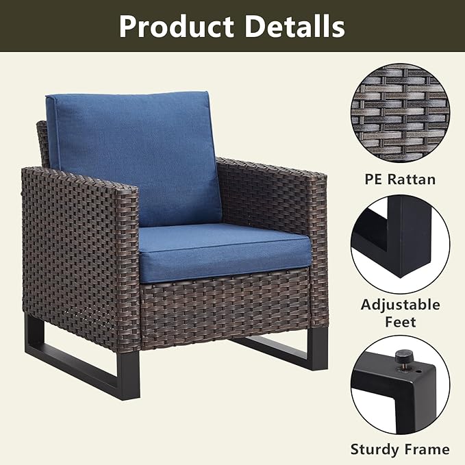 Rilyson Wicker Outdoor Patio Chairs Set - 3 Piece Rattan Patio Furniture Bistro Chairs Set with Waterproof Wicker - Photo 3