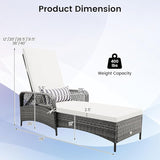 HAPPYGRILL Patio Rattan Chaise Lounge, Outdoor PE Wicker Sun Lounger with Adjustable Backrest - Photo 3