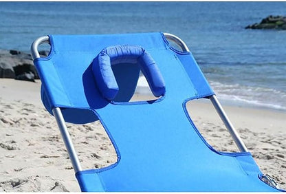 Ostrich 2-Pack Beach Lounge Chair, Folding & Reclining Outdoor Chaise Lounger, Blue - Portable Adjustable Recliner Chair for Lawn, Pool, Patio, Garden, and Yard