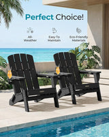 Folding Adirondack Chair, HDPE All-Weather Fire Pit Chairs, Plastic Adirondack Chairs with 2 Cup Holder - Photo 7