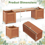 Planter Box Bench Outdoor, Wooden Patio Bench Raised Garden Bed with 3 Plant Boxes & 2 Wood Benches - Photo 3