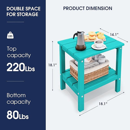 KINGYES Outdoor Side Table Set of 2, Double Layer Adirondack End Table- Aruba