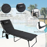 Oversized Padded Outdoor Folding Lounge Chair for Adults 330Ibs Patio Chaise Lounge Chair for Outside 5-Position - Photo 4