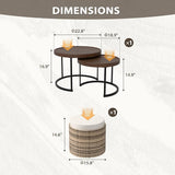 EAGLE PEAK Sunset Dune Collection Round Modern Nesting Coffee Tables, Wood Grain Top Stacking Accent Tables - Photo 2