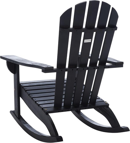 SAFAVIEH Outdoor Collection Brizio Black Slatted Adirondack Rocking Chair