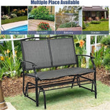 Pemberly Row Patio Glider Rocking Bench, Gray Metal Frame, Ergonomic 2-Person Double Chair with Smooth Motion - Photo 5