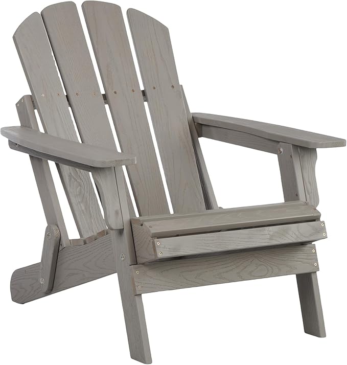 Oversize Folding Adirondack Patio Chair with Pre-Assembled Backrest and SeatBoard for Outdoor Relaxation in Garden Backyard Porch Pool Deck Firepit Areas