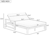 Farmhouse Wooden Outdoor Sunbed, Ultimate Relaxation Patio Daybed Seating with Adjustable Backrest and Movable Wheels - Photo 3