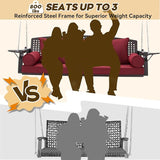 3 Seat Porch Swing, Patio Swing Bench with Cup Holders & 3 Back Cushions - Photo 3